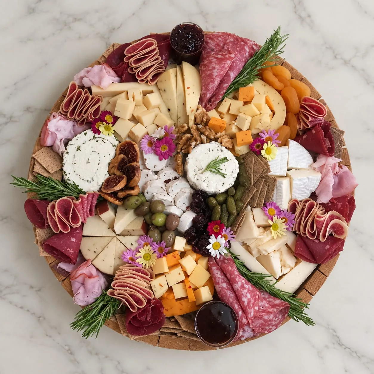 Large platter with edible flowers